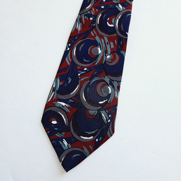 Vintage Christian Dior Silk Tie Red Blue Abstract Bold Maximalist Luxury Italy - Picture 9 of 10